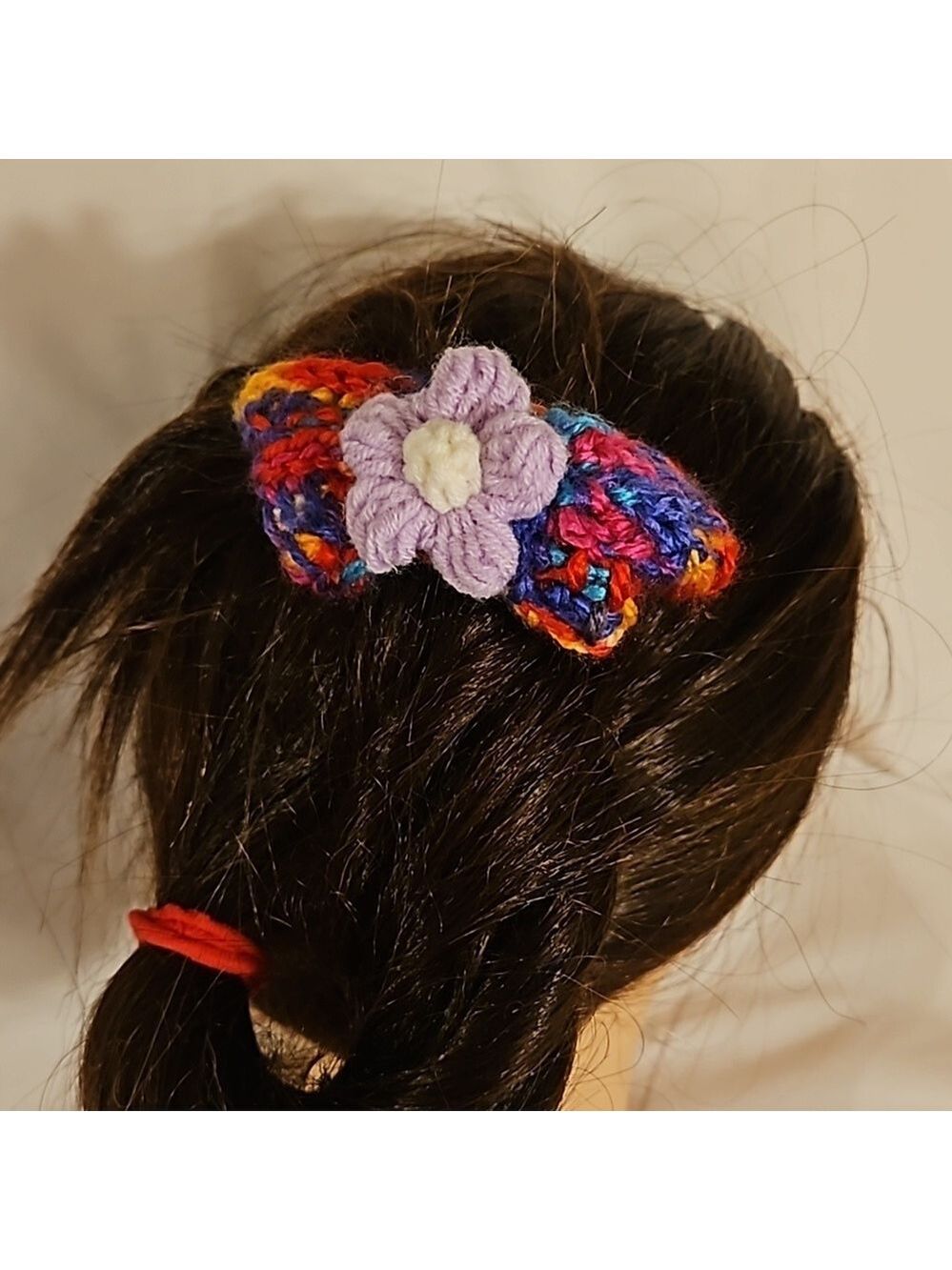Hand Knit Crochet Flower Barrette Clip Purple - Picture 8 of 17